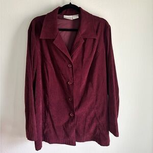 Normcore Vintage Faux Suede Worthington Deep Red Women's Blazer in XXL